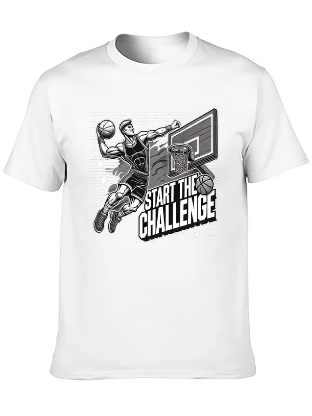 Dynamic Basketball Dunk - Start The Challenge Lightweight Cotton T-Shirt – Daily Comfort Graphic Shirt