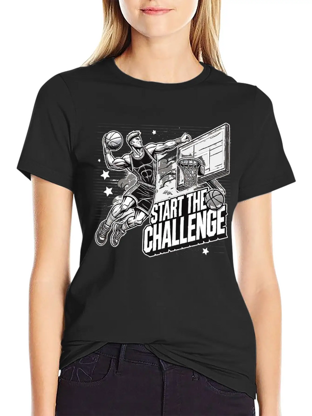 Dynamic Basketball Dunk - Start The Challenge Lightweight Cotton T-Shirt – Daily Comfort Graphic Shirt