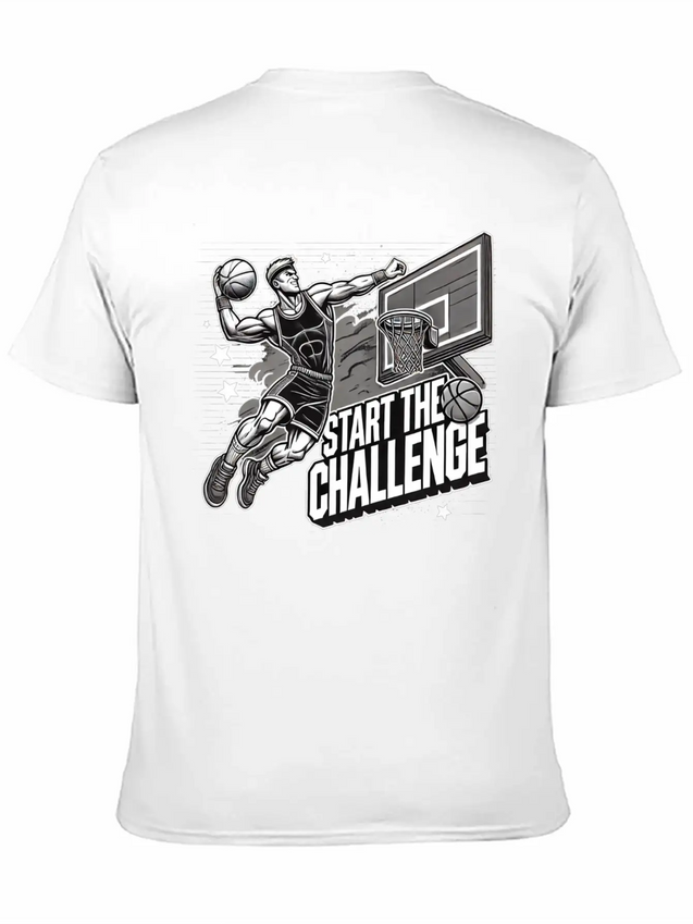 Dynamic Basketball Dunk - Start The Challenge Lightweight Cotton T-Shirt – Daily Comfort Graphic Shirt