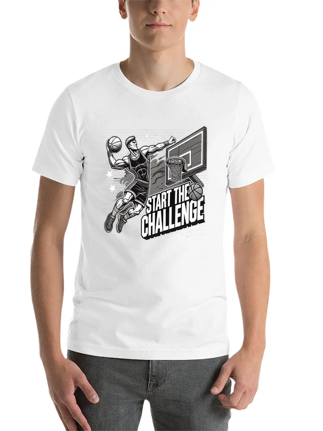 Dynamic Basketball Dunk - Start The Challenge Lightweight Cotton T-Shirt – Daily Comfort Graphic Shirt