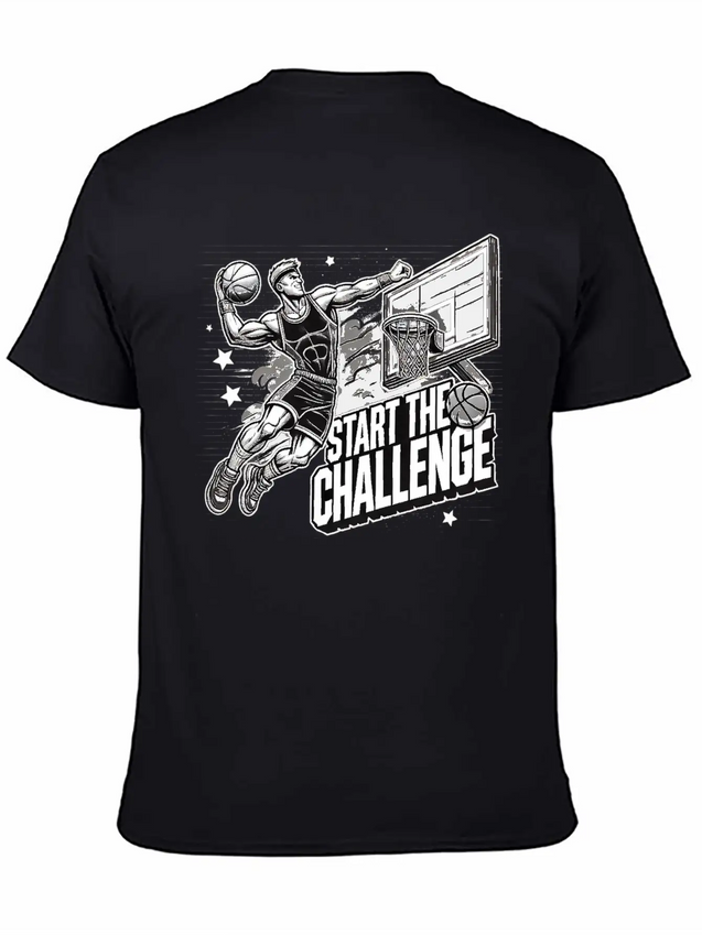 Dynamic Basketball Dunk - Start The Challenge Lightweight Cotton T-Shirt – Daily Comfort Graphic Shirt