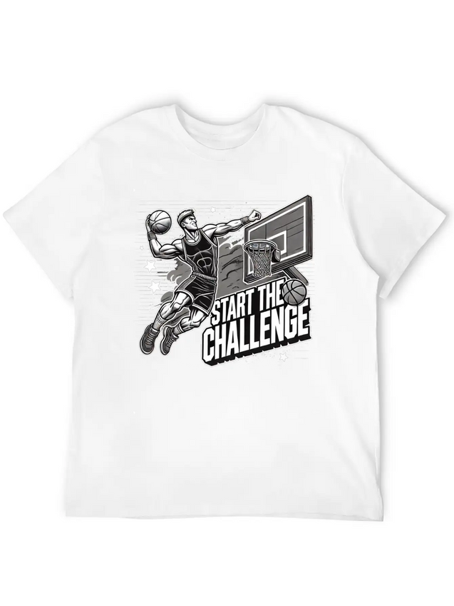 Dynamic Basketball Dunk - Start The Challenge Lightweight Cotton T-Shirt – Daily Comfort Graphic Shirt