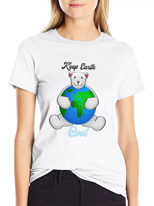 Earth Day Icebear Lightweight Cotton T-Shirt – Daily Comfort Graphic Shirt