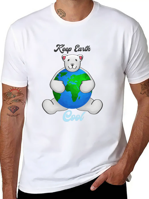 Earth Day Icebear Lightweight Cotton T-Shirt – Daily Comfort Graphic Shirt