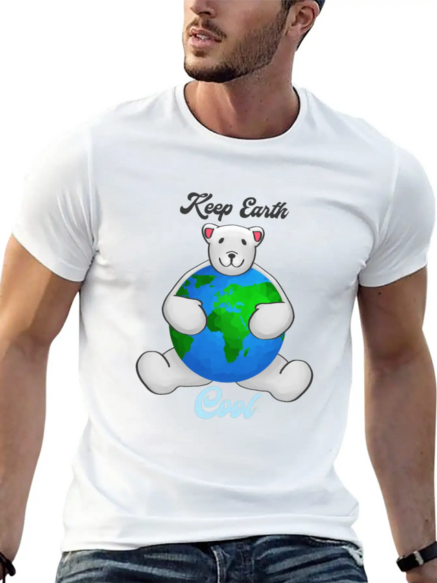 Earth Day Icebear Lightweight Cotton T-Shirt – Daily Comfort Graphic Shirt