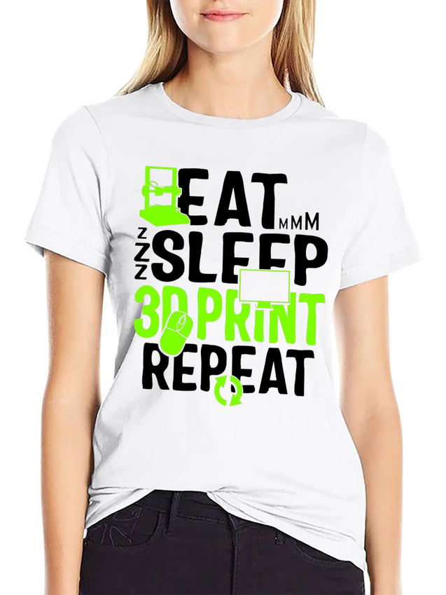 Eat Sleep 3D Print Repeat, Filament 3D Printer Lightweight Cotton T-Shirt – Daily Comfort Graphic Shirt