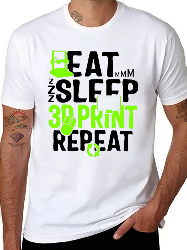 Eat Sleep 3D Print Repeat, Filament 3D Printer Lightweight Cotton T-Shirt – Daily Comfort Graphic Shirt