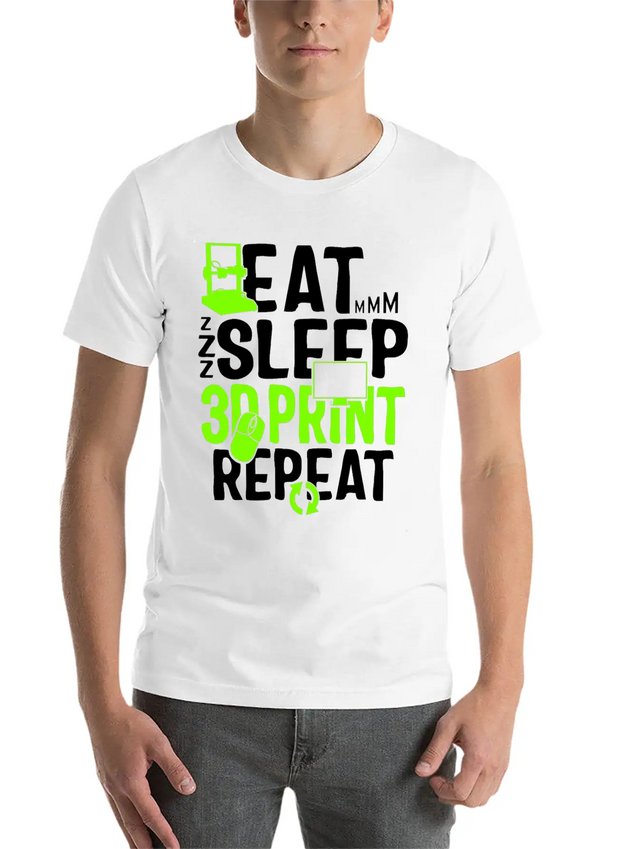 Eat Sleep 3D Print Repeat, Filament 3D Printer Lightweight Cotton T-Shirt – Daily Comfort Graphic Shirt