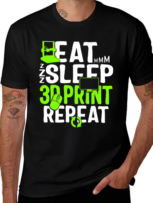 Eat Sleep 3D Print Repeat, Filament 3D Printer Lightweight Cotton T-Shirt – Daily Comfort Graphic Shirt