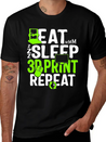 Eat Sleep 3D Print Repeat, Filament 3D Printer Lightweight Cotton T-Shirt – Daily Comfort Graphic Shirt