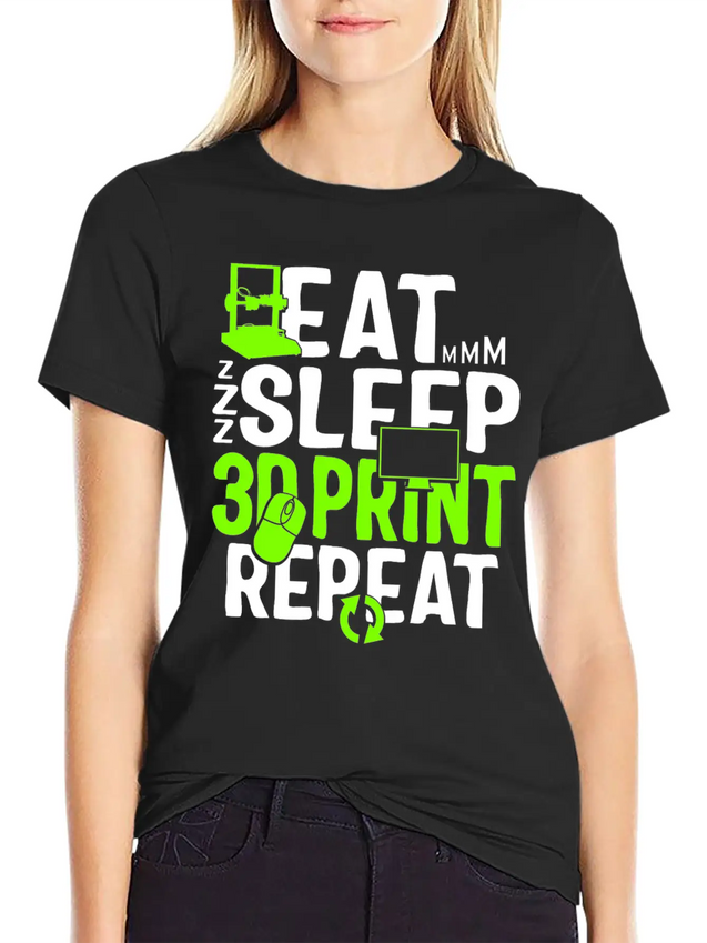 Eat Sleep 3D Print Repeat, Filament 3D Printer Lightweight Cotton T-Shirt – Daily Comfort Graphic Shirt