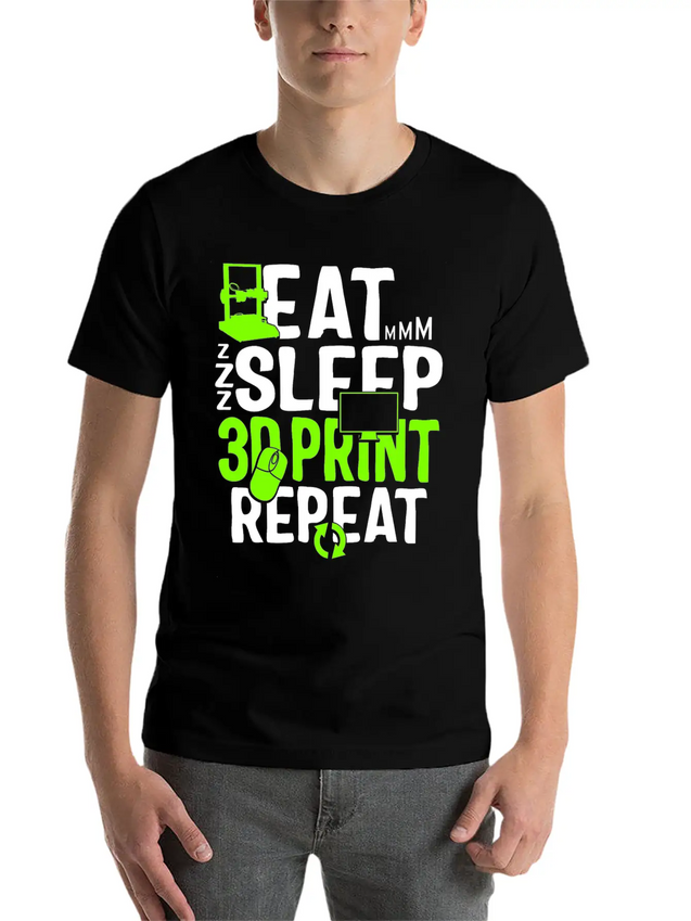 Eat Sleep 3D Print Repeat, Filament 3D Printer Lightweight Cotton T-Shirt – Daily Comfort Graphic Shirt