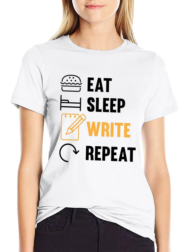 Eat Sleep Write Repeat Design For A Journalist Or Lightweight Cotton T-Shirt – Daily Comfort Graphic Shirt