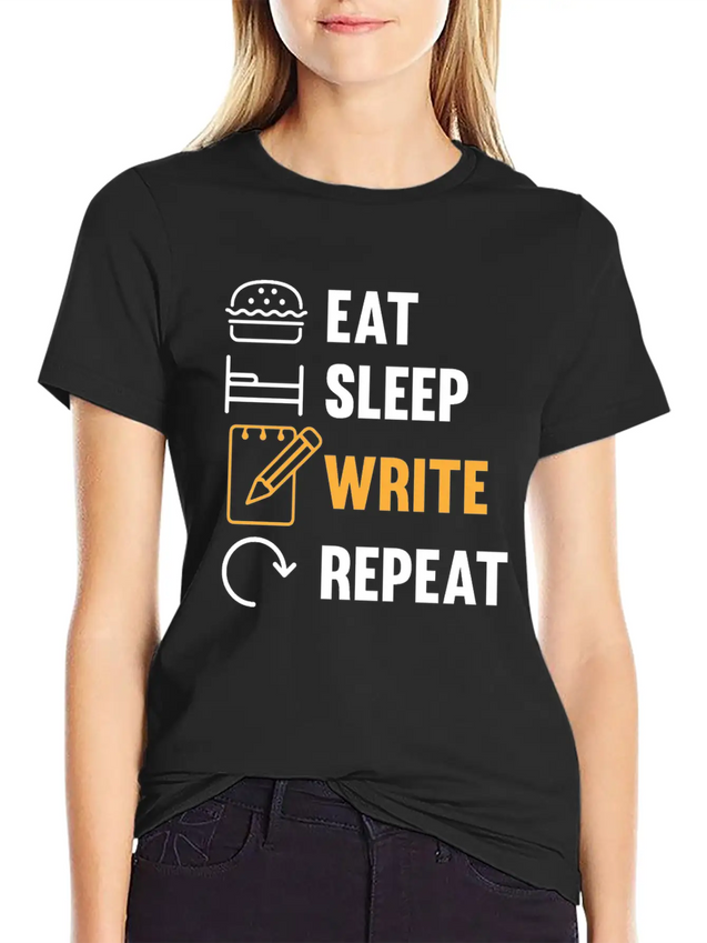 Eat Sleep Write Repeat Design For A Journalist Or Lightweight Cotton T-Shirt – Daily Comfort Graphic Shirt