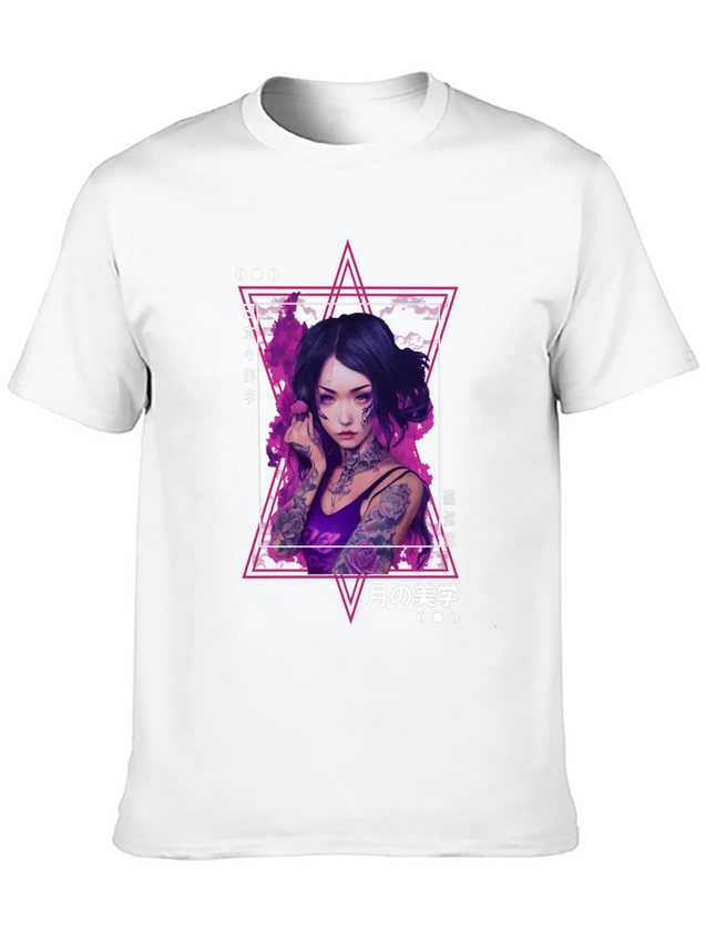 Edgy Japanese Tattoo Witch Aesthetic Vaporwave Gir Lightweight Cotton T-Shirt – Daily Comfort Graphic Shirt