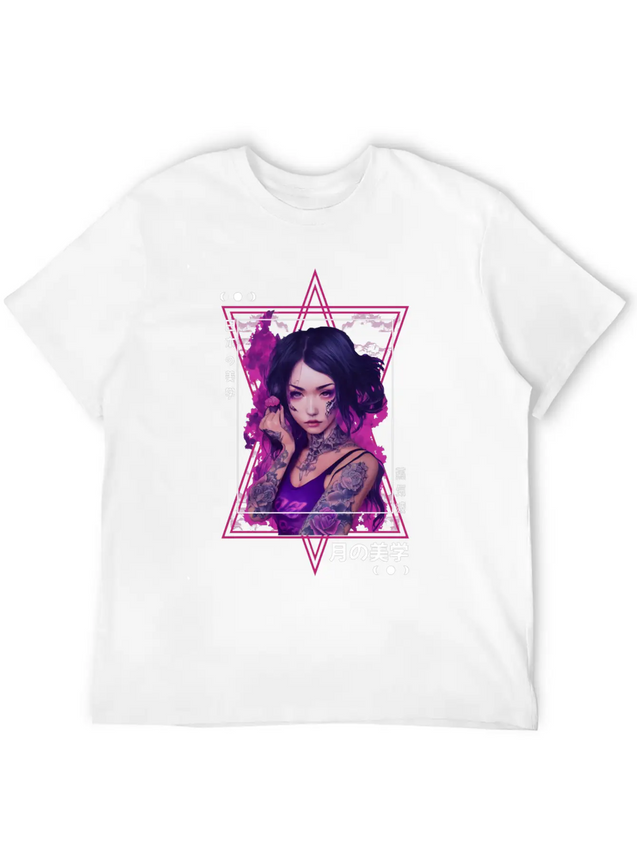 Edgy Japanese Tattoo Witch Aesthetic Vaporwave Gir Lightweight Cotton T-Shirt – Daily Comfort Graphic Shirt