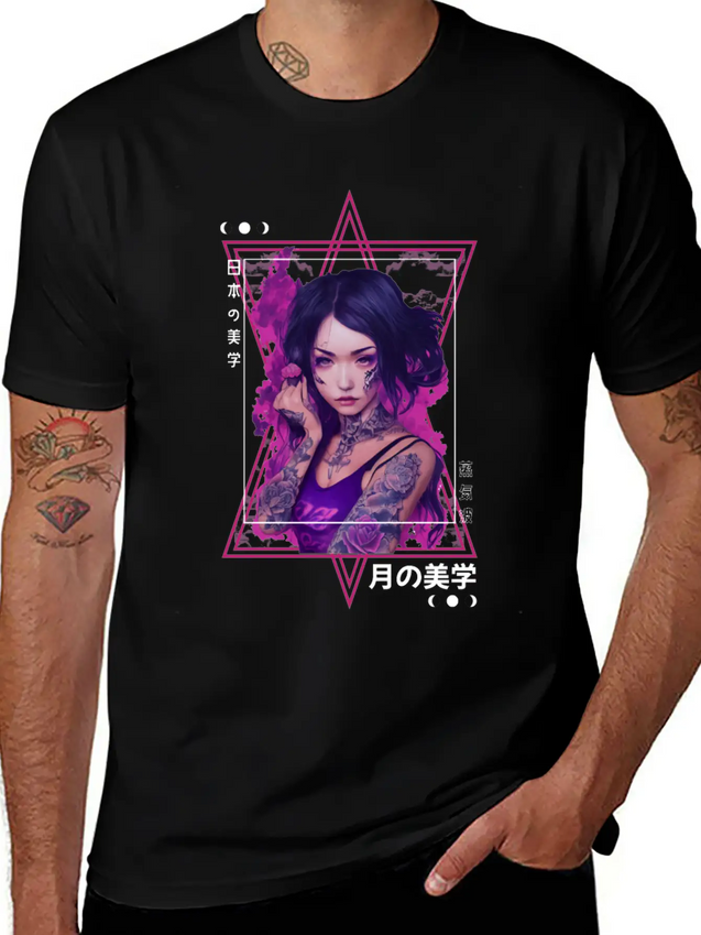 Edgy Japanese Tattoo Witch Aesthetic Vaporwave Gir Lightweight Cotton T-Shirt – Daily Comfort Graphic Shirt