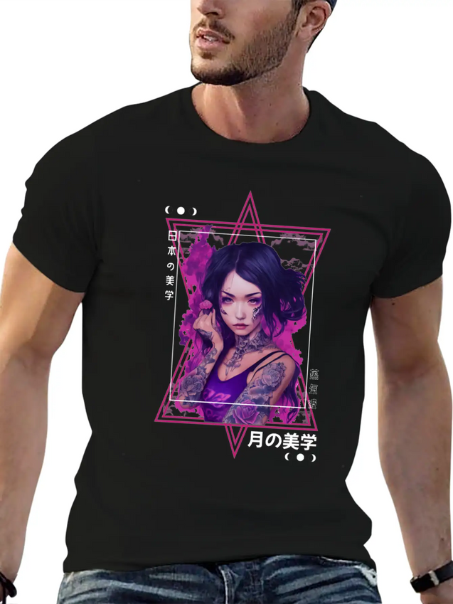 Edgy Japanese Tattoo Witch Aesthetic Vaporwave Gir Lightweight Cotton T-Shirt – Daily Comfort Graphic Shirt