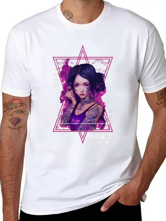 Edgy Japanese Tattoo Witch Aesthetic Vaporwave Gir Lightweight Cotton T-Shirt – Daily Comfort Graphic Shirt