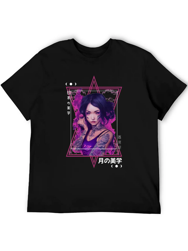 Edgy Japanese Tattoo Witch Aesthetic Vaporwave Gir Lightweight Cotton T-Shirt – Daily Comfort Graphic Shirt