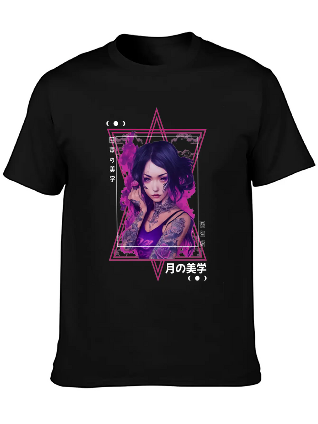 Edgy Japanese Tattoo Witch Aesthetic Vaporwave Gir Lightweight Cotton T-Shirt – Daily Comfort Graphic Shirt