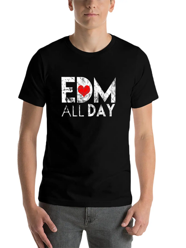 EDM All Day Disco Rave Electronic Dance Music Lightweight Cotton T-Shirt – Daily Comfort Graphic Shirt