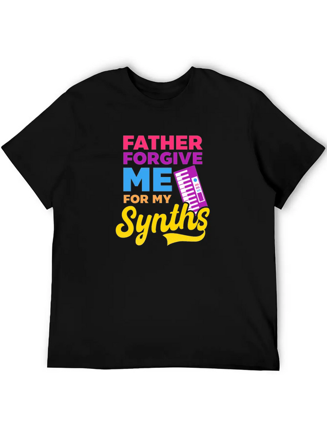 EDM Rave Techno Father Forgive Me For My Synths Lightweight Cotton T-Shirt – Daily Comfort Graphic Shirt