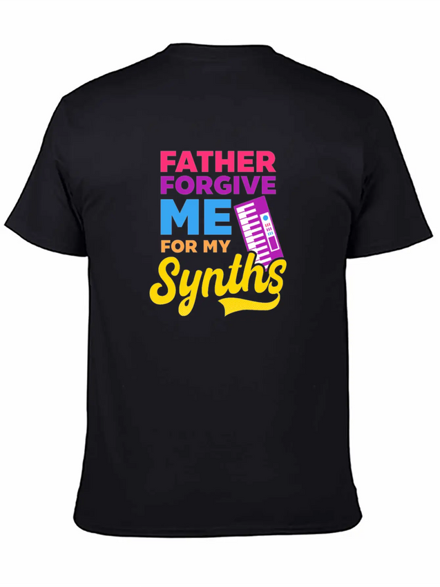 EDM Rave Techno Father Forgive Me For My Synths Lightweight Cotton T-Shirt – Daily Comfort Graphic Shirt