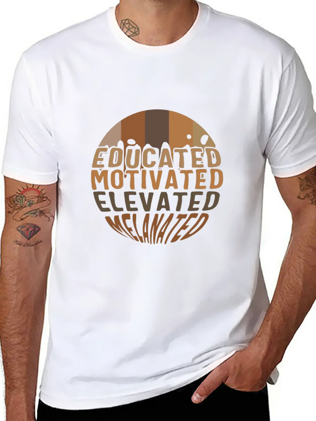 Educated Motivated Elevated Melanated Shirt, Lightweight Cotton T-Shirt – Daily Comfort Graphic Shirt