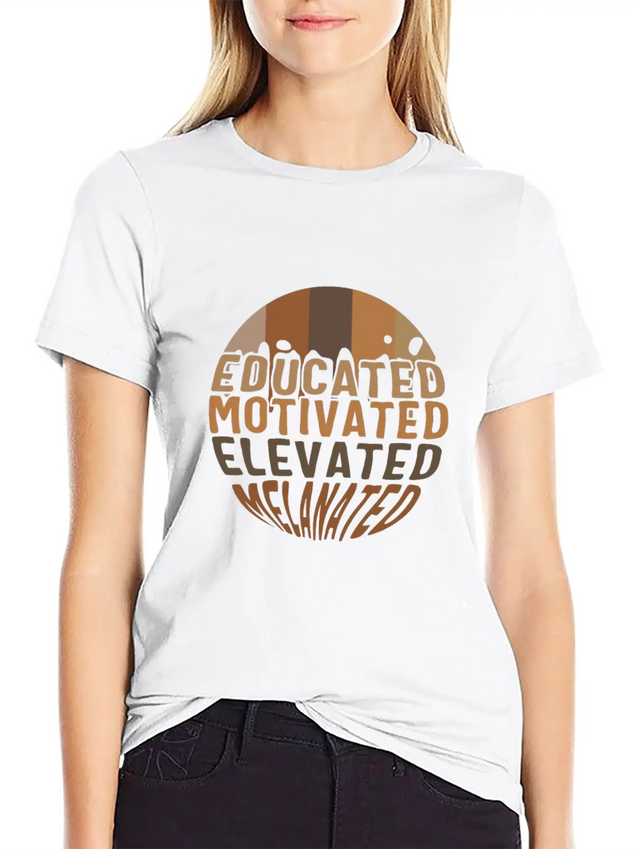 Educated Motivated Elevated Melanated Shirt, Lightweight Cotton T-Shirt – Daily Comfort Graphic Shirt