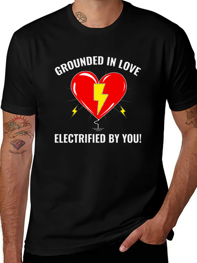 Electrician Valentine Love Grounded Romantic Lightweight Cotton T-Shirt – Daily Comfort Graphic Shirt