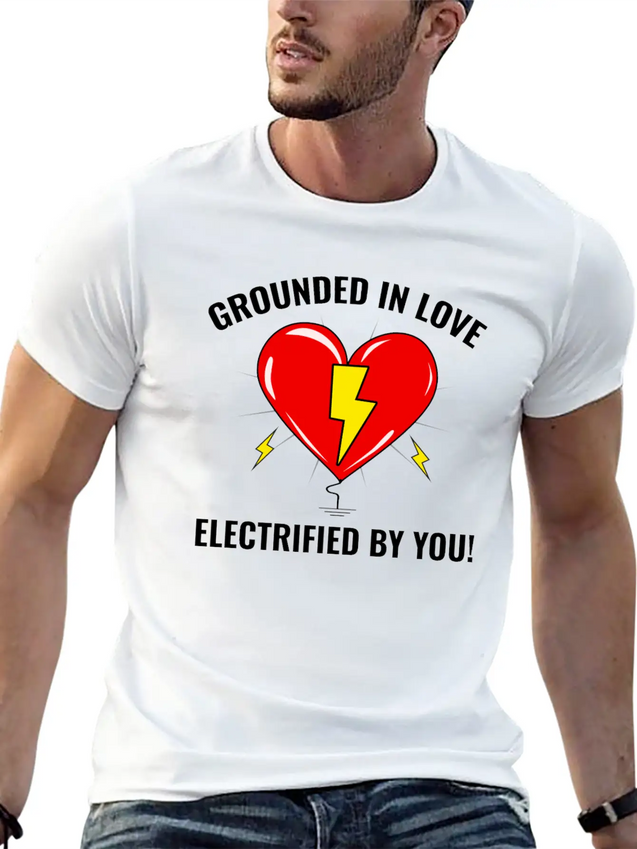 Electrician Valentine Love Grounded Romantic Lightweight Cotton T-Shirt – Daily Comfort Graphic Shirt