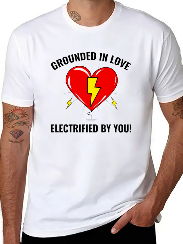 Electrician Valentine Love Grounded Romantic Lightweight Cotton T-Shirt – Daily Comfort Graphic Shirt