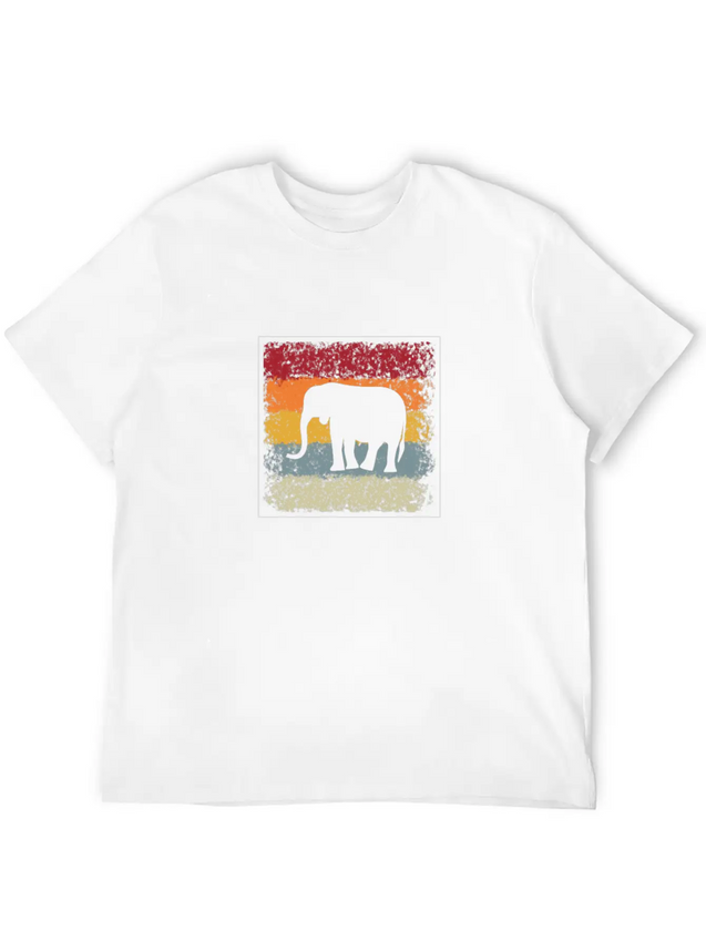 Elephant Retro Lightweight Cotton T-Shirt – Daily Comfort Graphic Shirt