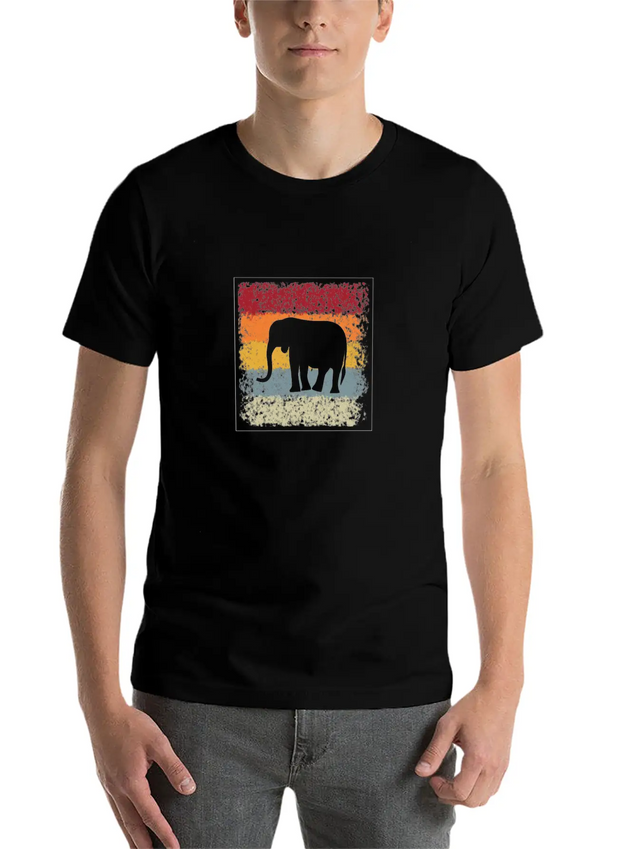 Elephant Retro Lightweight Cotton T-Shirt – Daily Comfort Graphic Shirt