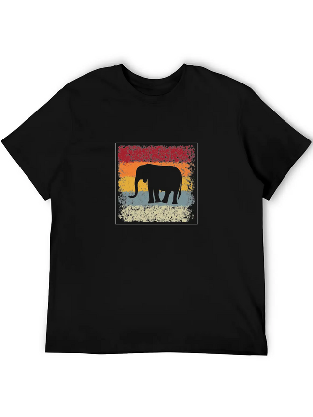 Elephant Retro Lightweight Cotton T-Shirt – Daily Comfort Graphic Shirt