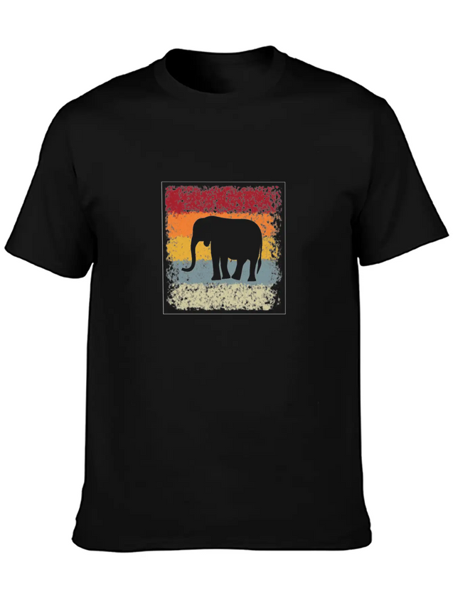 Elephant Retro Lightweight Cotton T-Shirt – Daily Comfort Graphic Shirt