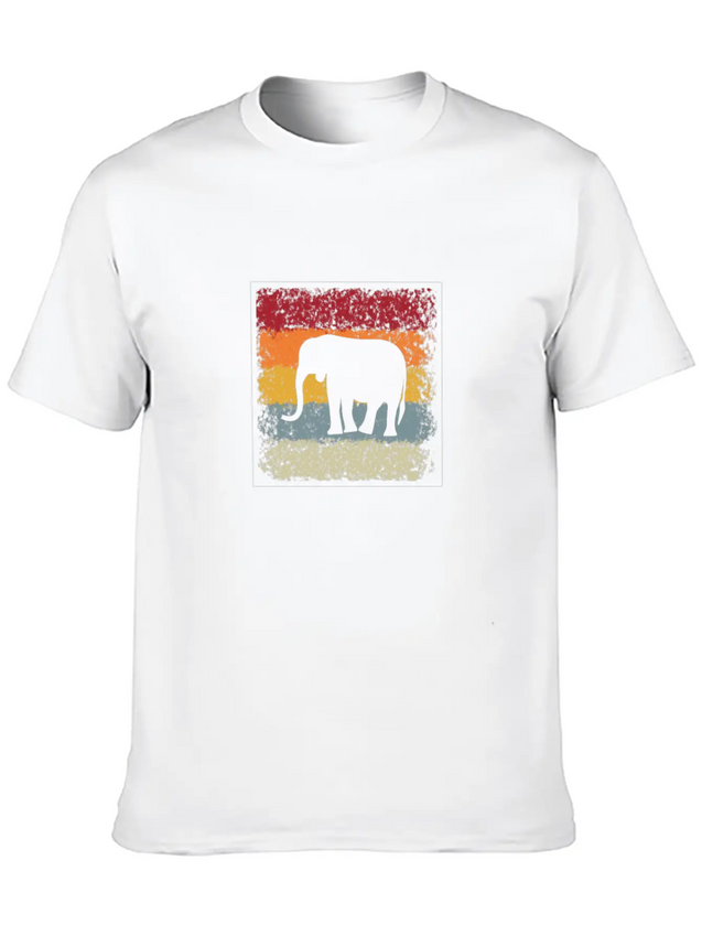 Elephant Retro Lightweight Cotton T-Shirt – Daily Comfort Graphic Shirt