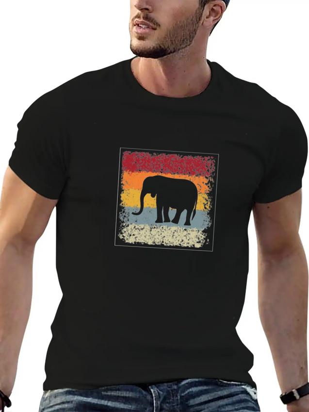 Elephant Retro Lightweight Cotton T-Shirt – Daily Comfort Graphic Shirt