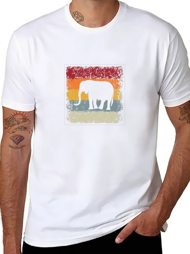 Elephant Retro Lightweight Cotton T-Shirt – Daily Comfort Graphic Shirt