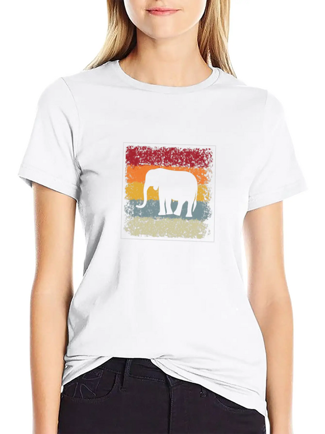 Elephant Retro Lightweight Cotton T-Shirt – Daily Comfort Graphic Shirt