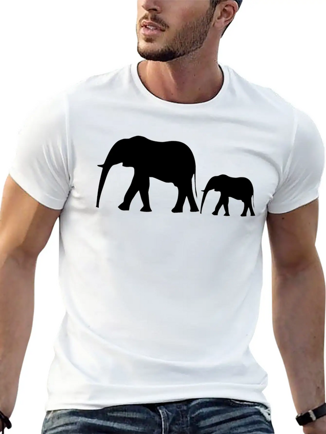 Elephants Lightweight Cotton T-Shirt – Daily Comfort Graphic Shirt