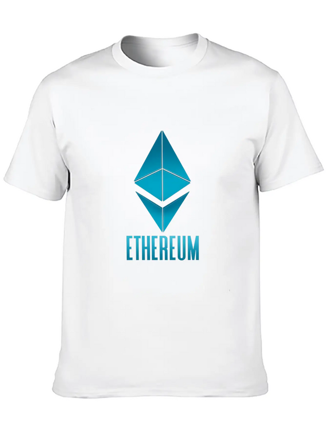 Ethereum. Blue Logo. Tee For Cryptocurrency Lightweight Cotton T-Shirt – Daily Comfort Graphic Shirt