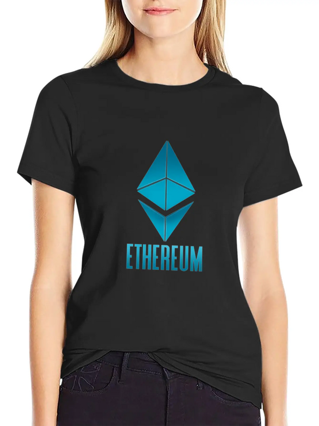Ethereum. Blue Logo. Tee For Cryptocurrency Lightweight Cotton T-Shirt – Daily Comfort Graphic Shirt