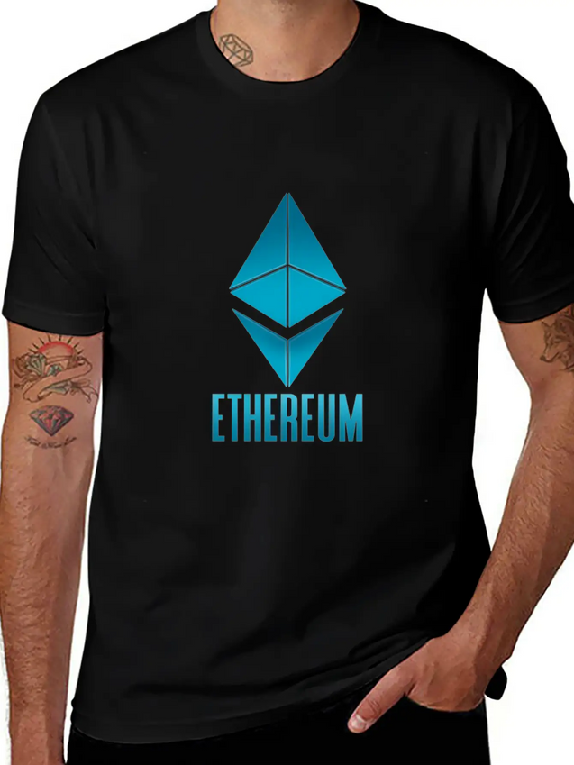 Ethereum. Blue Logo. Tee For Cryptocurrency Lightweight Cotton T-Shirt – Daily Comfort Graphic Shirt