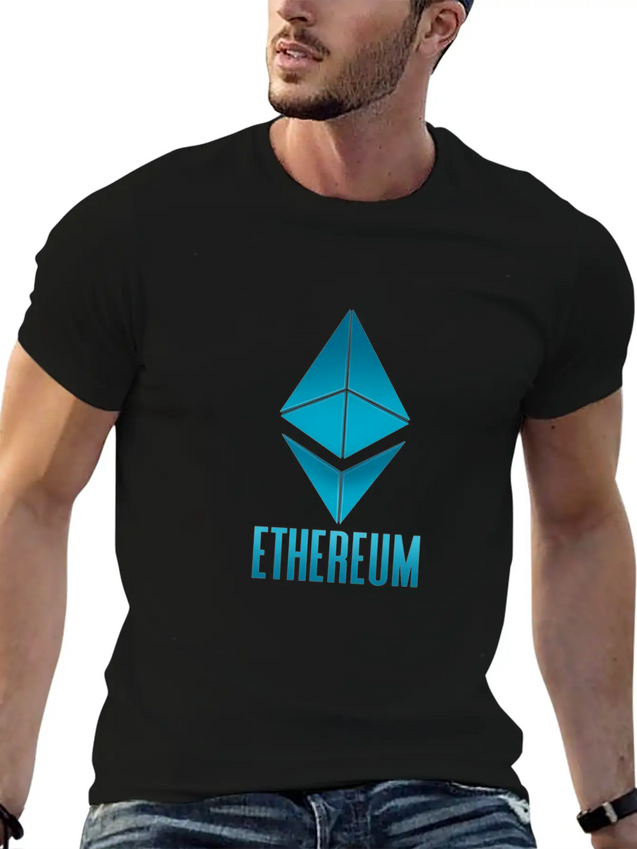 Ethereum. Blue Logo. Tee For Cryptocurrency Lightweight Cotton T-Shirt – Daily Comfort Graphic Shirt