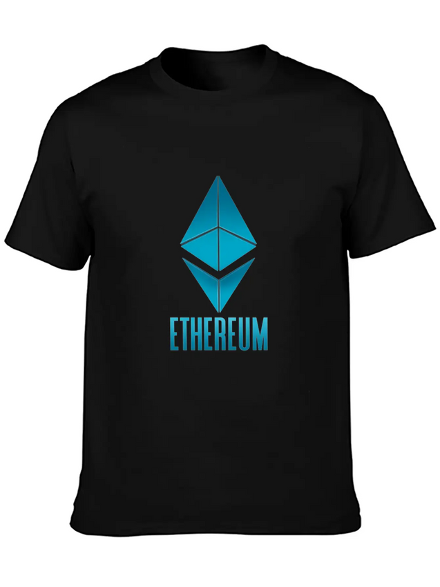 Ethereum. Blue Logo. Tee For Cryptocurrency Lightweight Cotton T-Shirt – Daily Comfort Graphic Shirt