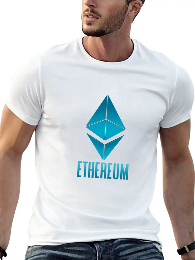 Ethereum. Blue Logo. Tee For Cryptocurrency Lightweight Cotton T-Shirt – Daily Comfort Graphic Shirt