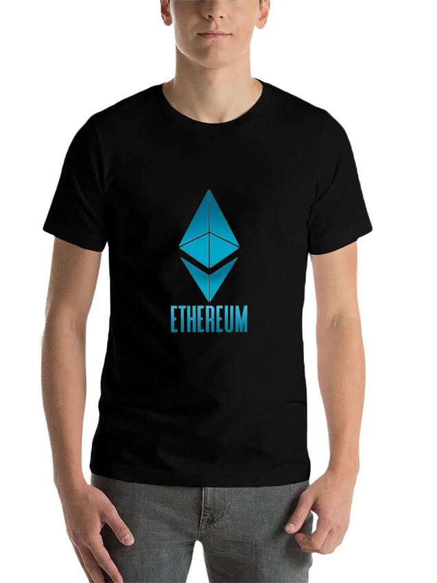 Ethereum. Blue Logo. Tee For Cryptocurrency Lightweight Cotton T-Shirt – Daily Comfort Graphic Shirt