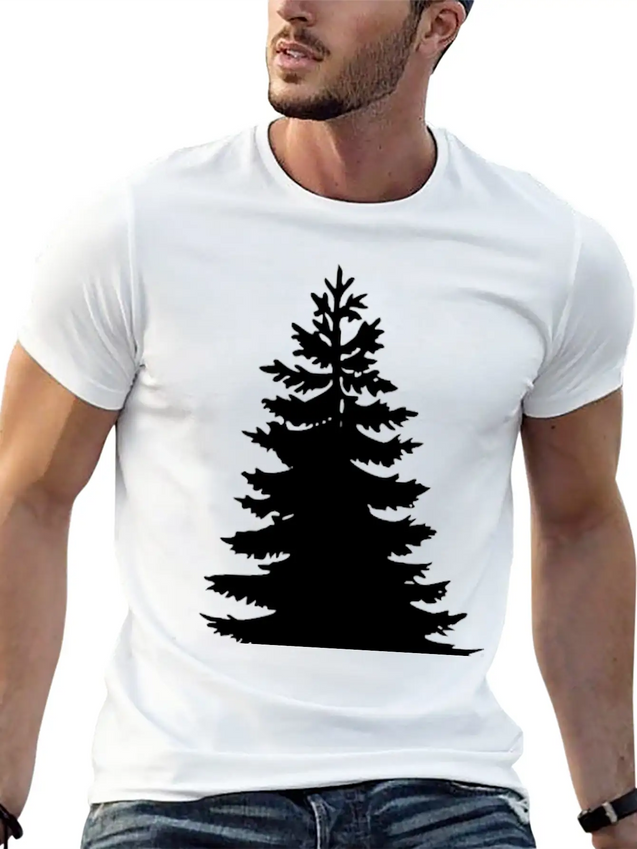 Evergreen - White Lightweight Cotton T-Shirt – Daily Comfort Graphic Shirt